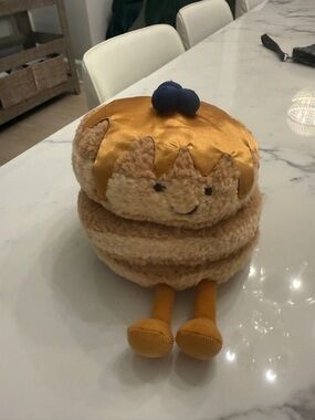 Jellycat Golden Brown Pancake Plush with Blue Berry Accent